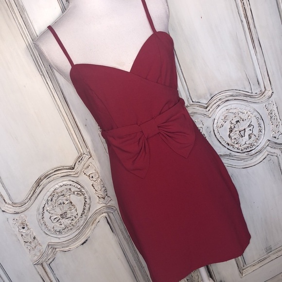 Forever 21 Spaghetti Strap Faux Wrap Waisted Dress with Sheered Bow Belt Size S - Picture 2 of 10